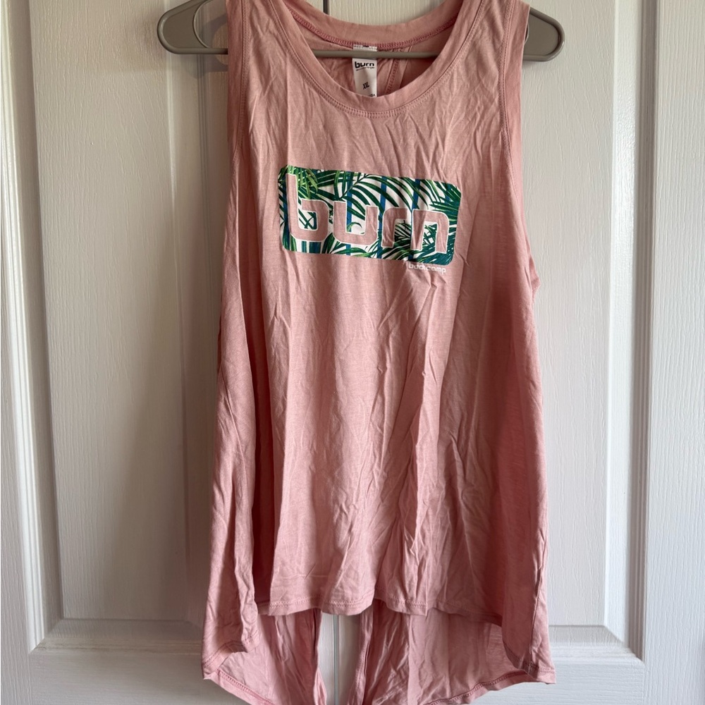 Pink Tank Burn Boot Camp, open tie back
